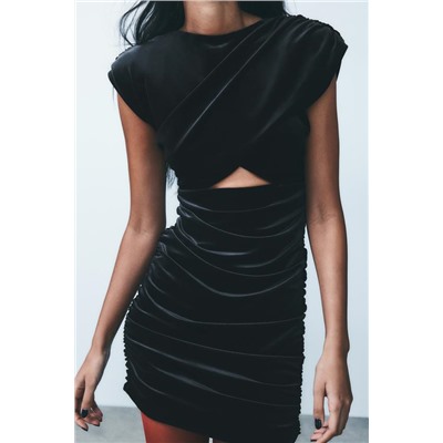 VELVET CUT OUT MINI DRESS