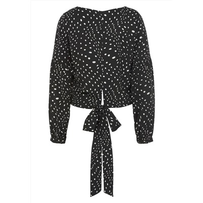 Women's dot print long sleeve blouse
