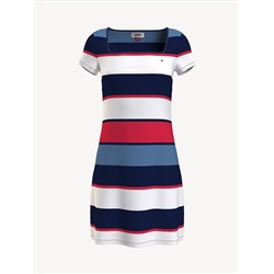 TOMMY JEANS CAP SLEEVE STRIPE T-SHIRT DRESS