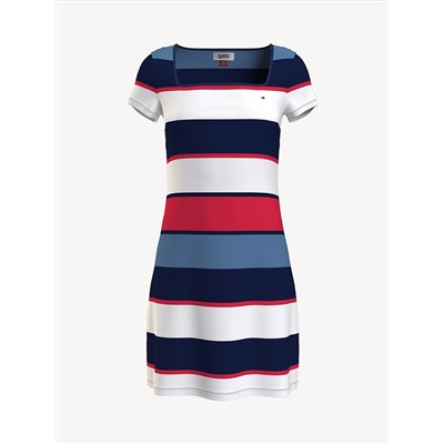 TOMMY JEANS CAP SLEEVE STRIPE T-SHIRT DRESS