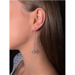 Серьги-продёвки из серебра с фианитами родированные 925 пробы С-2726р20016