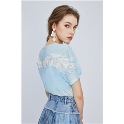 Camiseta de lino Celeste