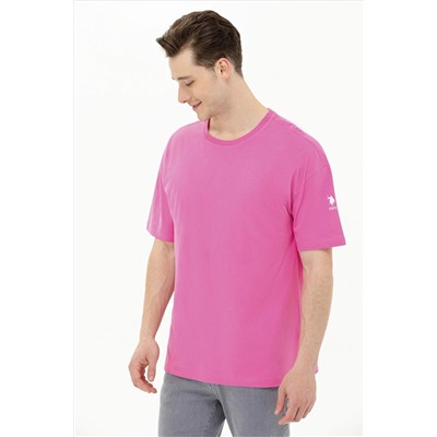 Erkek Pembe Oversize Bisiklet Yaka Tişört