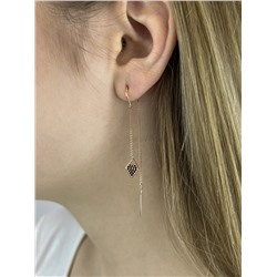 Серьги-продёвки из золочёного серебра с нат. шпинелью 925 пробы п7-690зч416