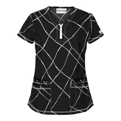UA Pearls of Wisdom Black Print Scrub Top