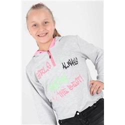 AHENGİM Kids Ak722407 Kız Always Baskılı Kapüşonlu Sweat 1-2-10001038