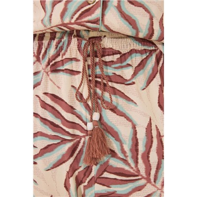 Pijama largo camisero print hojas