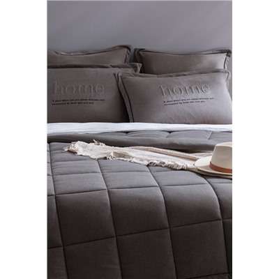 Bobigny Çift Kişilik Pamuklu SuperSoft Comforter Set - Antrasit