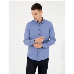 Lacivert Slim Fit Oxford Gömlek