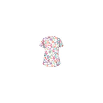 UA Spring Out White Asymmetrical Print Scrub Top