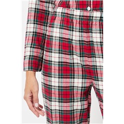 Pantalón de pijama cintura alta - Crudo y rojo