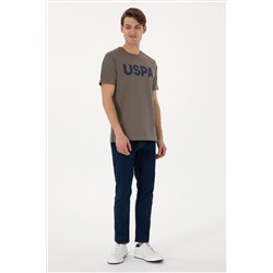 Erkek Regular Fit Bisiklet Yaka Vizon Basic Tişört