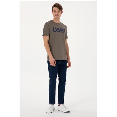Erkek Regular Fit Bisiklet Yaka Vizon Basic Tişört