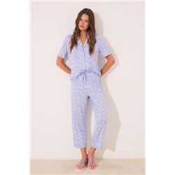 Pijama camisero azul Capri viscosa