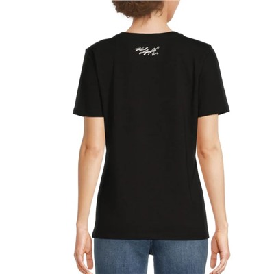 Karl Lagerfeld Paris Studded Graphic Stretch Cotton T-Shirt