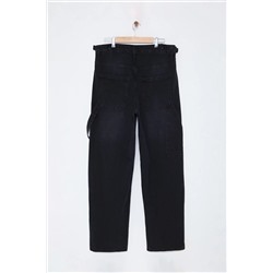 Siyah Yüksek Bel Boru Paça Büyük Beden Jean TBBAW25CJ00034