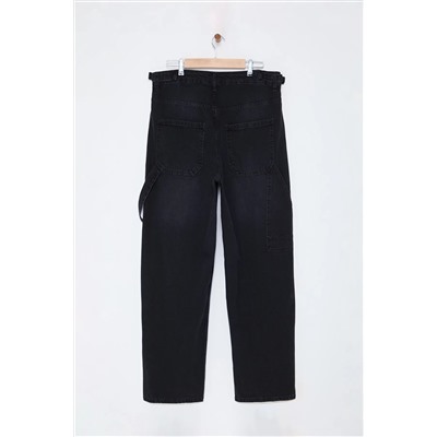 Siyah Yüksek Bel Boru Paça Büyük Beden Jean TBBAW25CJ00034