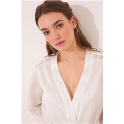 Bata midi satén blanca