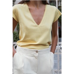 V-NECK COTTON T-SHIRT