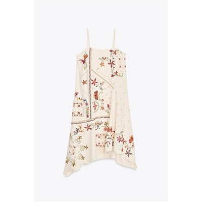 ZW COLLECTION ASYMMETRIC FLORAL EMBROIDERED DRESS