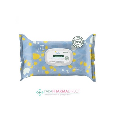 Klorane Bébé Toilette Lingettes Nettoyantes Douces x70 Lingettes