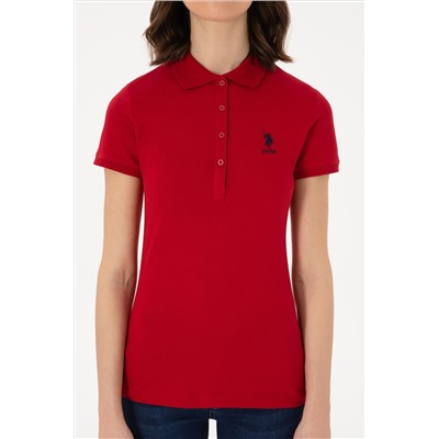 Kadın Kırmızı Basic Polo Yaka Tişört