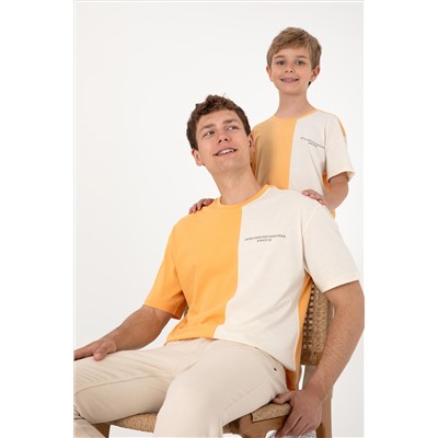 Erkek Comfort Fit Bisiklet Yaka Turuncu Tişört