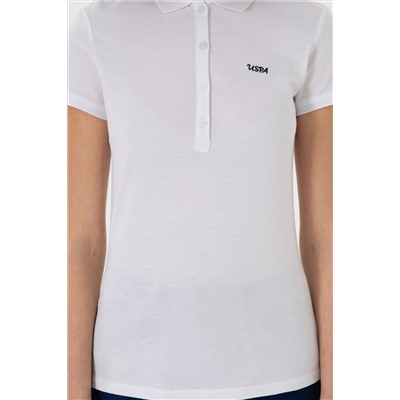 Kadın Beyaz Basic Polo Yaka Tişört