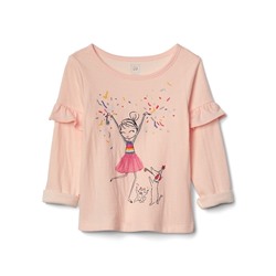 Embellished graphic ruffle pullover