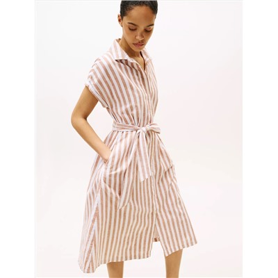 Stripe Linen-Cotton Blend Shirtdress