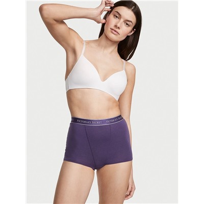 COTTON Logo Cotton High-Waist Boyshort Panty
