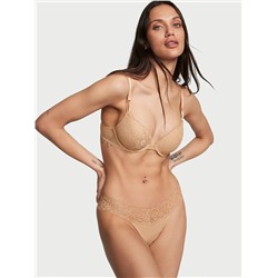 Lace-Waist Cotton Thong Panty