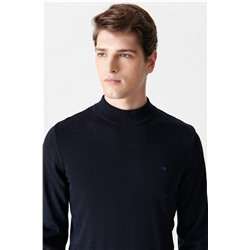 Lacivert Yarım Balıkçı Yaka Tüylenmeyen Unisex Triko Kazak