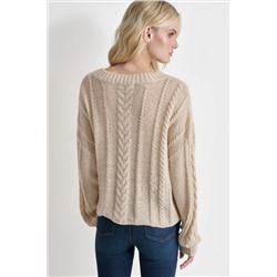 CABLE KNIT V-NECK SWEATER