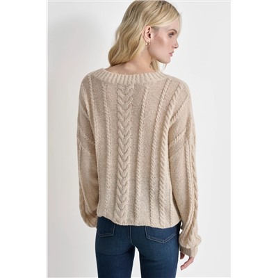 CABLE KNIT V-NECK SWEATER