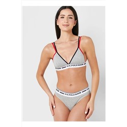 U.S. Polo Assn. Kadın Pamuklu Likralı Düz Renk 2'li Büstiyer Slip Set U7S7P3O6L5