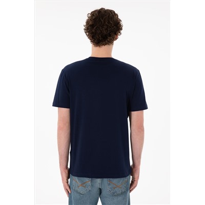 Erkek Regular Fit  V Yaka Lacivert Basic Tişört