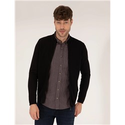 Siyah Slim Fit Triko Hırka