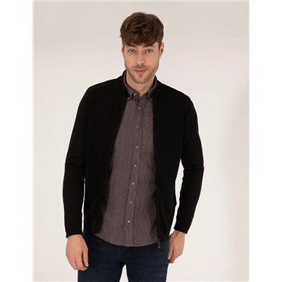 Siyah Slim Fit Triko Hırka