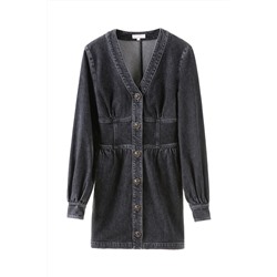 Vestido camisero vaquero Negro