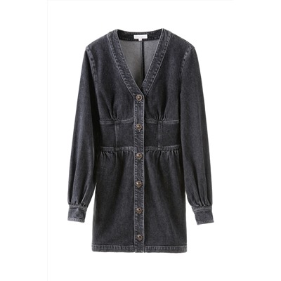 Vestido camisero vaquero Negro