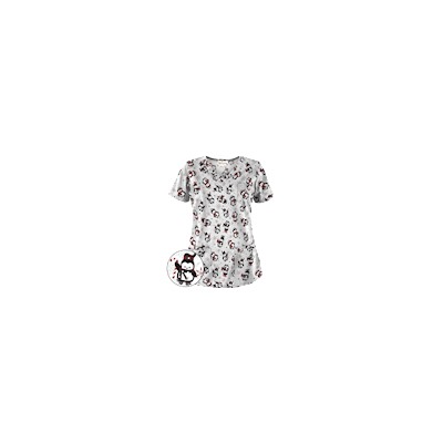 UA Penguin Holiday White Print Scrub Top
