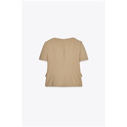 SHORT SLEEVE BLAZER WITH SHOULDER PADS