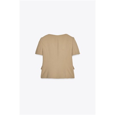 SHORT SLEEVE BLAZER WITH SHOULDER PADS