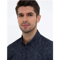 Lacivert Slim Fit Uzun Kollu Gömlek