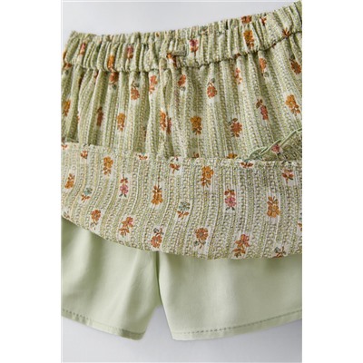 SHIMMERY FLORAL BERMUDA SKORT
