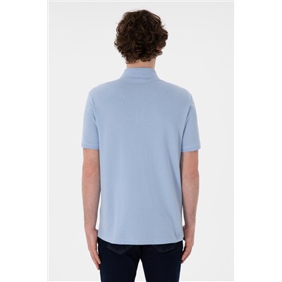 Erkek Regular Fit Polo Yaka Açık Mavi Basic Tişört