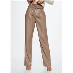 Pantalón recto efecto piel -  Mujer | MANGO OUTLET Melilla