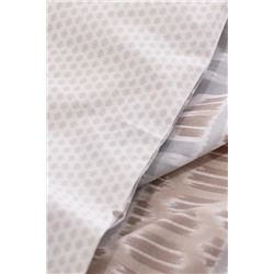 Abrial King Size %100 Pamuk Ranforce Baskılı Nevresim Takımı - Bej/Gri