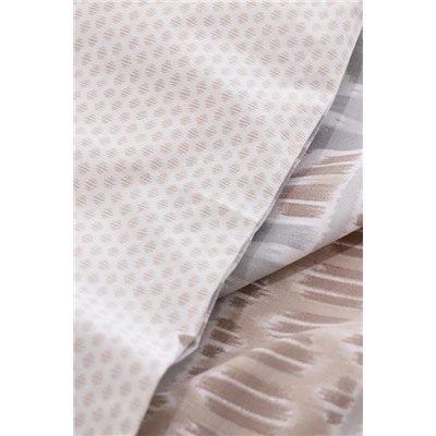 Abrial King Size %100 Pamuk Ranforce Baskılı Nevresim Takımı - Bej/Gri